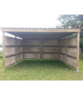 Shelter voor paarden in bouwpakket - 3m x 3m